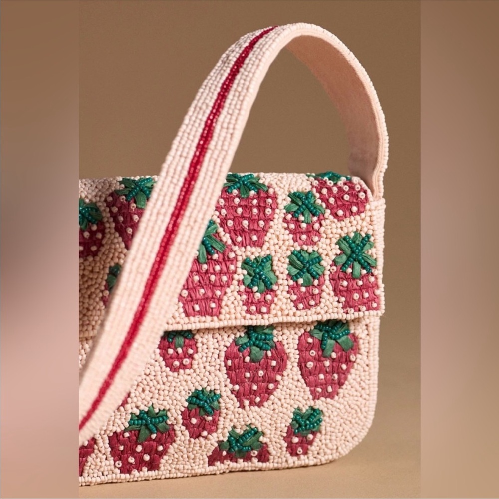 Anthropologie The Fiona Beaded Bag: Food & Drink Edition Strawberry Fields - Picture 3 of 11